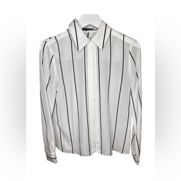 Alice + Olivia Tops - Alice + Olivia White and Black Striped Blouse
